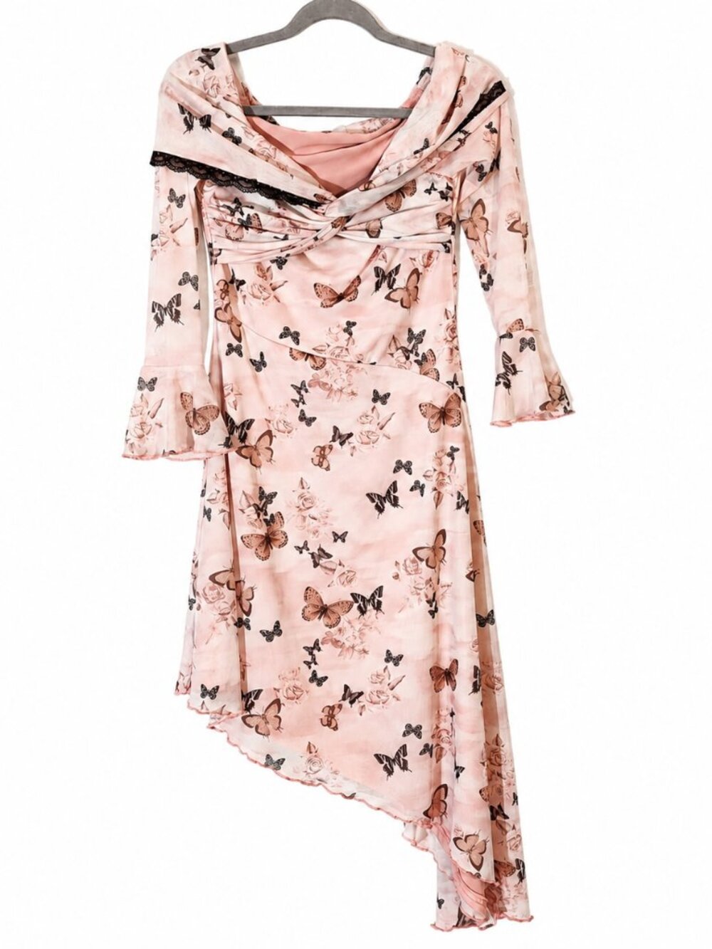 Butterfly Mesh Dress | Asymmetrical Hem | NWT | XSmall-Small